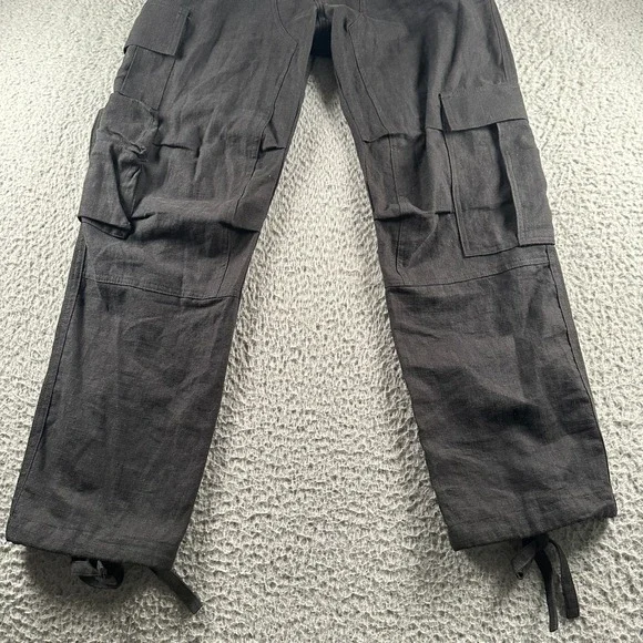 Rhude Pants Mens M‎ Black Linen Cargo Pocket Drawstring Ankle Utility Trousers